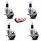 Service Caster 3'' Maroon Poly Swivel 1-3/8'' Expanding Stem Caster Set with Brake, 4PK SCC-EX20S314-PPUB-MRN-TLB-138-4 - alternate 4